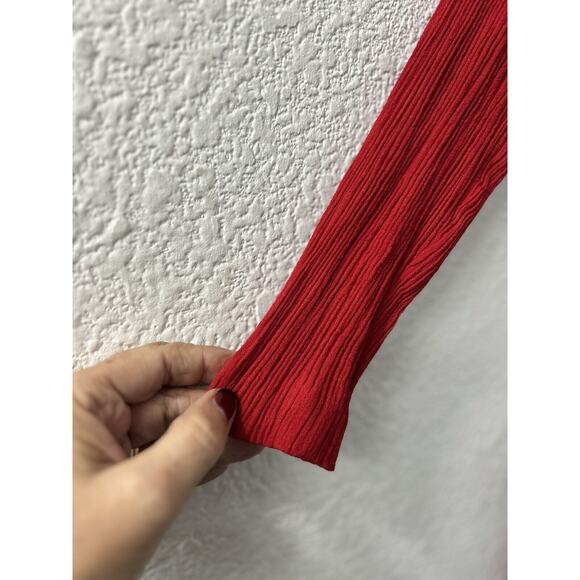 Vintage Scarlett Union Tag Ribbed Long Sleeve Red Dress Size 1 Bodycon USA Made - Picture 2 of 16